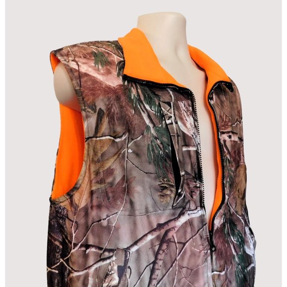 RedHead Realtree Reversible Hunting Vest M Brown Camo Orange Sleeveless Pockets - Picture 3 of 10